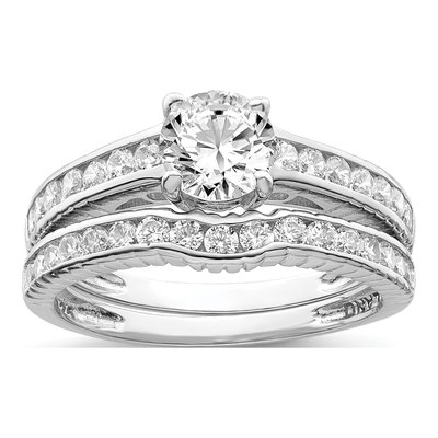 Sterling Silver CZ 2-Piece Wedding Ring Set – view 7