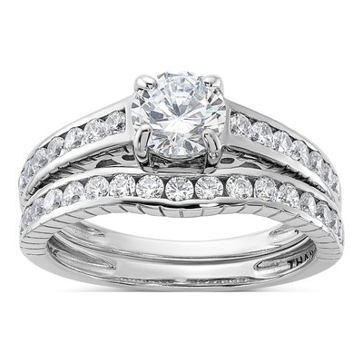 Sterling Silver CZ 2-Piece Wedding Ring Set