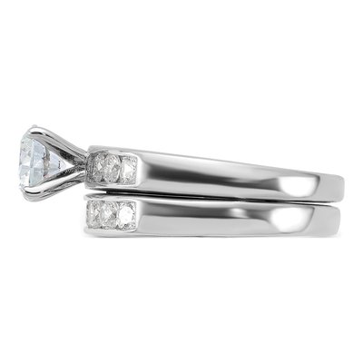 Sterling Silver CZ Engagement Ring & Band Set – view 4