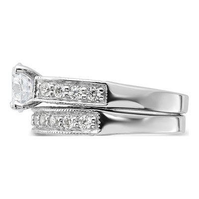 Sterling Silver CZ 2-Piece Wedding Ring Set – view 4