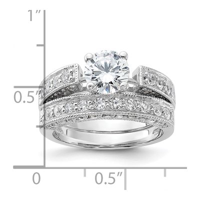 Sterling Silver CZ 2-Piece Wedding Ring Set – view 5