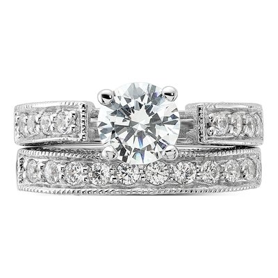 Sterling Silver CZ 2-Piece Wedding Ring Set – view 6