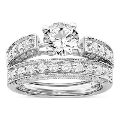 Sterling Silver CZ 2-Piece Wedding Ring Set – view 7