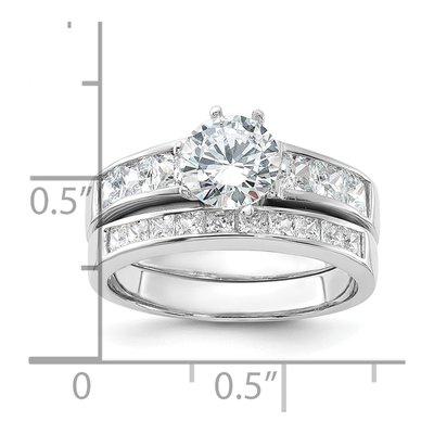 Sterling Silver CZ 2-Piece Wedding Ring Set – view 5