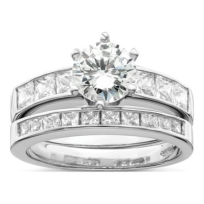 Sterling Silver CZ 2-Piece Wedding Ring Set – view 7