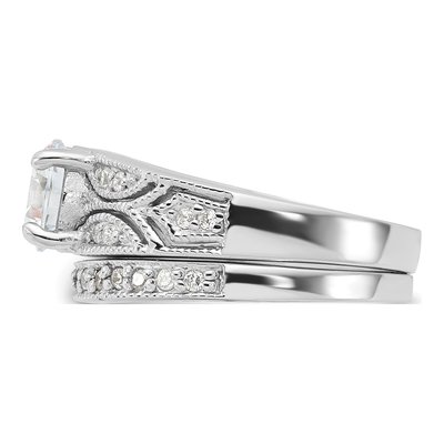 Sterling Silver CZ 2-Piece Wedding Ring Set – view 4