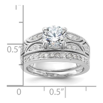 Sterling Silver CZ 2-Piece Wedding Ring Set – view 5