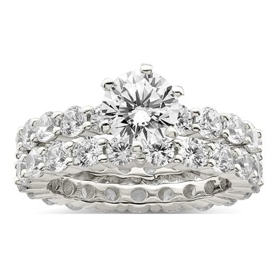 Sterling Silver CZ 2-Piece Wedding Bridal Set – view 7