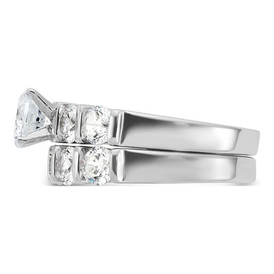 Sterling Silver CZ Engagement & Wedding Band Set – view 4