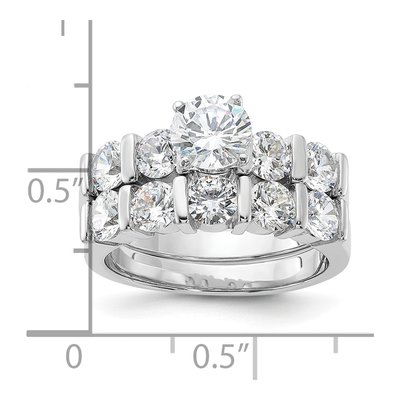 Sterling Silver CZ Engagement & Wedding Band Set – view 5