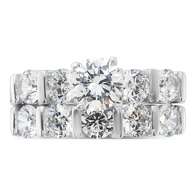 Sterling Silver CZ Engagement & Wedding Band Set – view 6