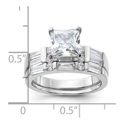 Sterling Silver CZ Engagement & Wedding Ring Set – view 5
