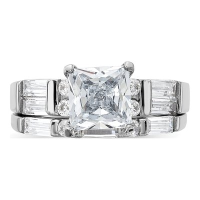 Sterling Silver CZ Engagement & Wedding Ring Set – view 6