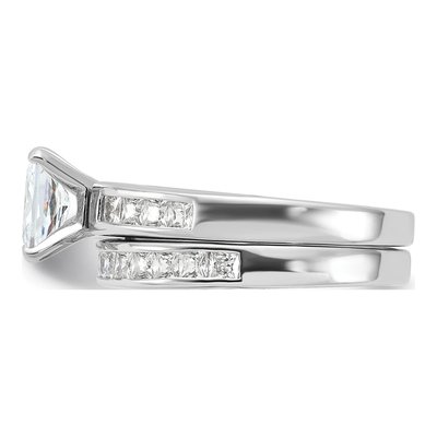 Sterling Silver CZ 2-Piece Wedding Ring Set – view 4