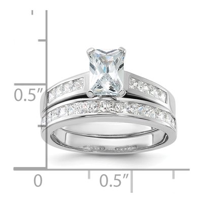 Sterling Silver CZ 2-Piece Wedding Ring Set – view 5