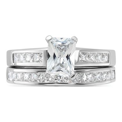Sterling Silver CZ 2-Piece Wedding Ring Set – view 6