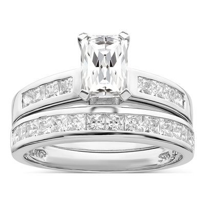 Sterling Silver CZ 2-Piece Wedding Ring Set – view 7