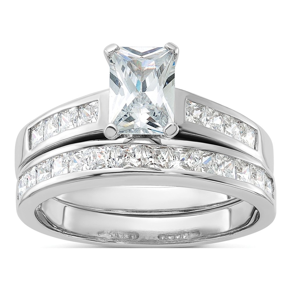 Main product image | Sterling Silver Rhodium-Plated 2-Piece Cz Size 6 Wedding Set Ring | ring | statement piece | Zircon