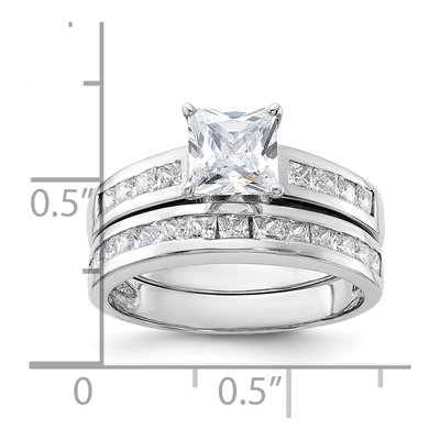 Sterling Silver CZ 2-Piece Wedding Ring Set, Size 6 – view 5