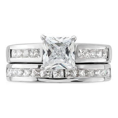 Sterling Silver CZ 2-Piece Wedding Ring Set, Size 6 – view 6