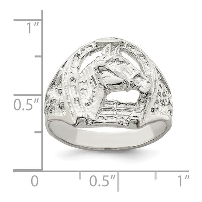 Men's Sterling Silver Horseshoe Horse Head Ring – view 4