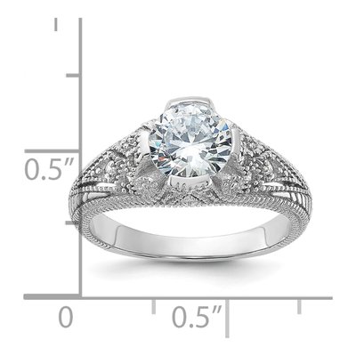 Sterling Silver CZ Antique-Style Filigree Ring – view 4