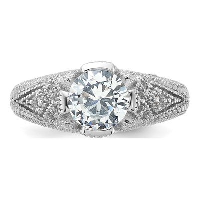 Sterling Silver CZ Antique-Style Filigree Ring – view 6