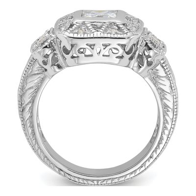 Sterling Silver CZ Antique Style Ring – view 3