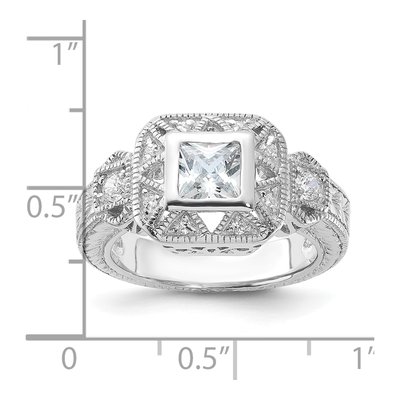 Sterling Silver CZ Antique Style Ring – view 4