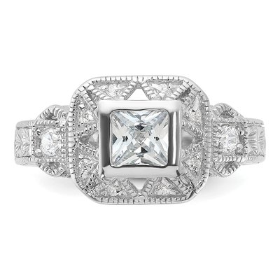 Sterling Silver CZ Antique Style Ring – view 6