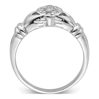 Sterling Silver CZ Claddagh Ring – view 3