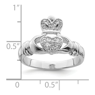 Sterling Silver CZ Claddagh Ring – view 4