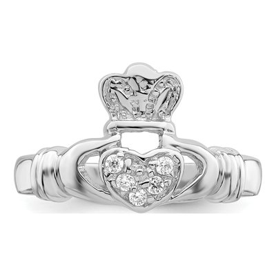 Sterling Silver CZ Claddagh Ring – view 6