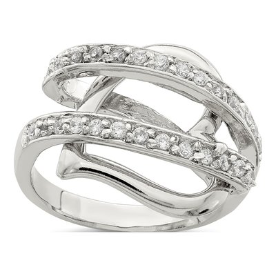Sterling Silver CZ Captured Heart Ring