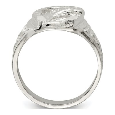 Men's Sterling Silver Horseshoe Horse Head Ring – view 3