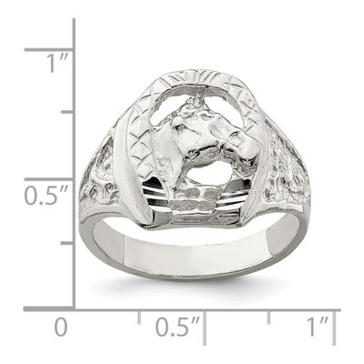 Men's Sterling Silver Horseshoe Horse Head Ring – view 4