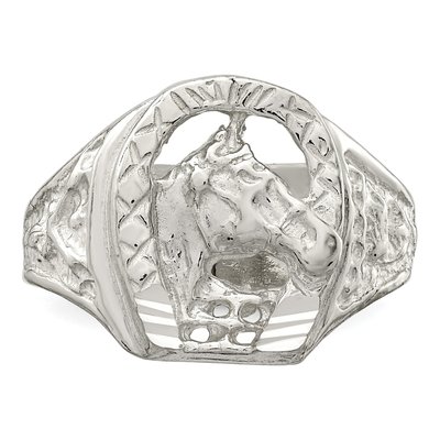 Men's Sterling Silver Horseshoe Horse Head Ring – view 6