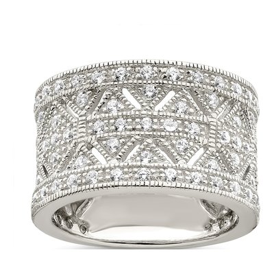 Sterling Silver CZ Vintage-Style Ring