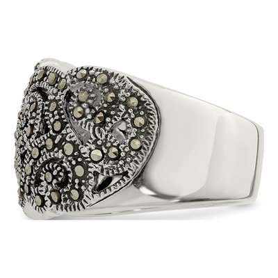 Sterling Silver Marcasite Ring – view 4