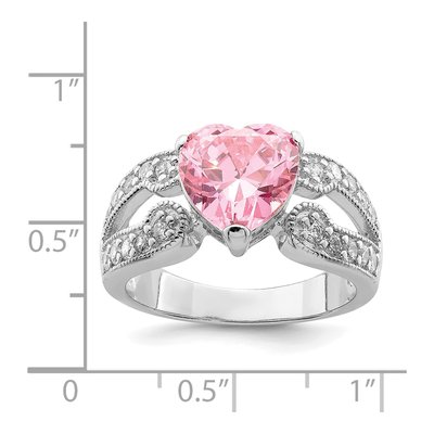 Sterling Silver CZ Heart Ring – view 4