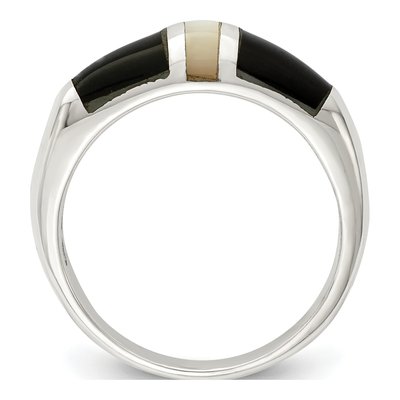 Sterling Silver Mother of Pearl & Onyx Ring – view 2