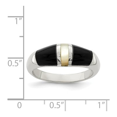 Sterling Silver Mother of Pearl & Onyx Ring – view 3