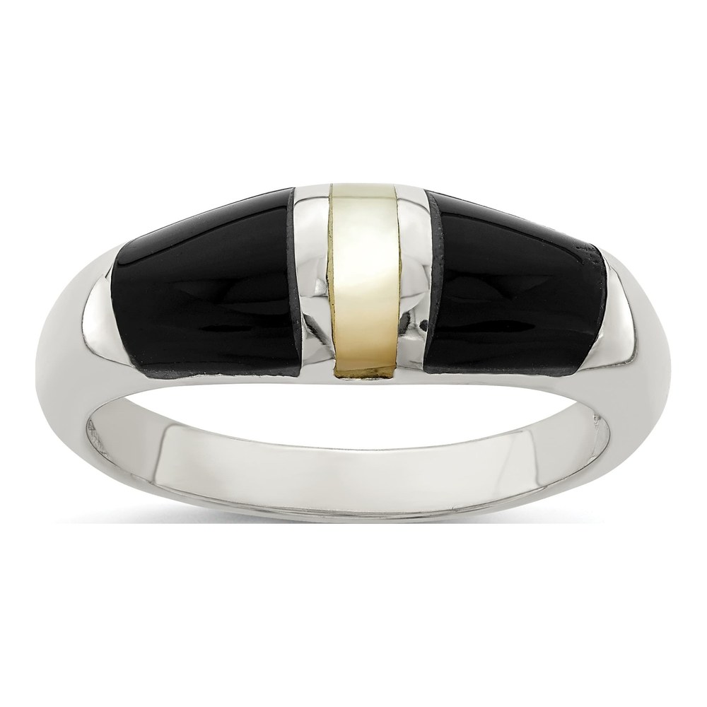 Sterling Silver Onyx & Mother of Pearl Ring