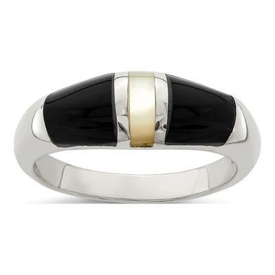 Sterling Silver Mother of Pearl & Onyx Ring