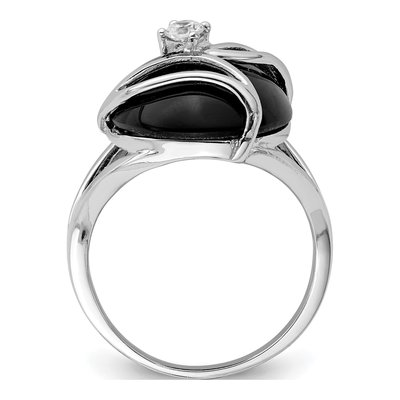 Sterling Silver Onyx & CZ Ring – view 3