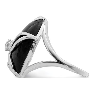 Sterling Silver Onyx & CZ Ring – view 5