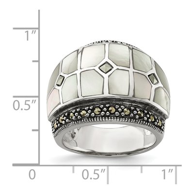 Sterling Silver Mother of Pearl Marcasite Ring – view 4
