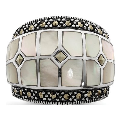 Sterling Silver Mother of Pearl Marcasite Ring – view 5