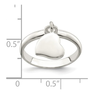 Sterling Silver Dangle Heart Ring – view 4