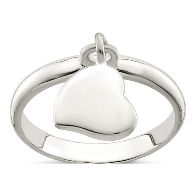Sterling Silver Dangle Heart Ring